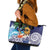 Tropical Christmas Polynesian Leather Tote Bag Funny Surfing Pineapple Blue