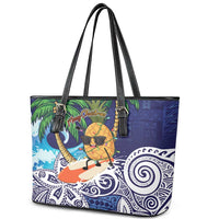 Tropical Christmas Polynesian Leather Tote Bag Funny Surfing Pineapple Blue LT7 - Polynesian Pride