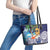 Tropical Christmas Polynesian Leather Tote Bag Funny Surfing Pineapple Blue