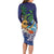 Tropical Christmas Polynesian Long Sleeve Bodycon Dress Funny Surfing Pineapple Blue