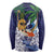 Tropical Christmas Polynesian Long Sleeve Shirt Funny Surfing Pineapple Blue