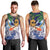 Tropical Christmas Polynesian Men Tank Top Funny Surfing Pineapple Blue