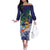 Tropical Christmas Polynesian Off The Shoulder Long Sleeve Dress Funny Surfing Pineapple Blue