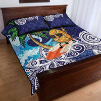 Tropical Christmas Polynesian Quilt Bed Set Funny Surfing Pineapple Blue LT7 - Polynesian Pride