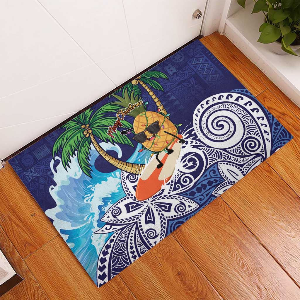 Tropical Christmas Polynesian Rubber Doormat Funny Surfing Pineapple Blue LT7 - Polynesian Pride
