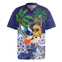 Tropical Christmas Polynesian Rugby Jersey Funny Surfing Pineapple Blue LT7 Blue - Polynesian Pride