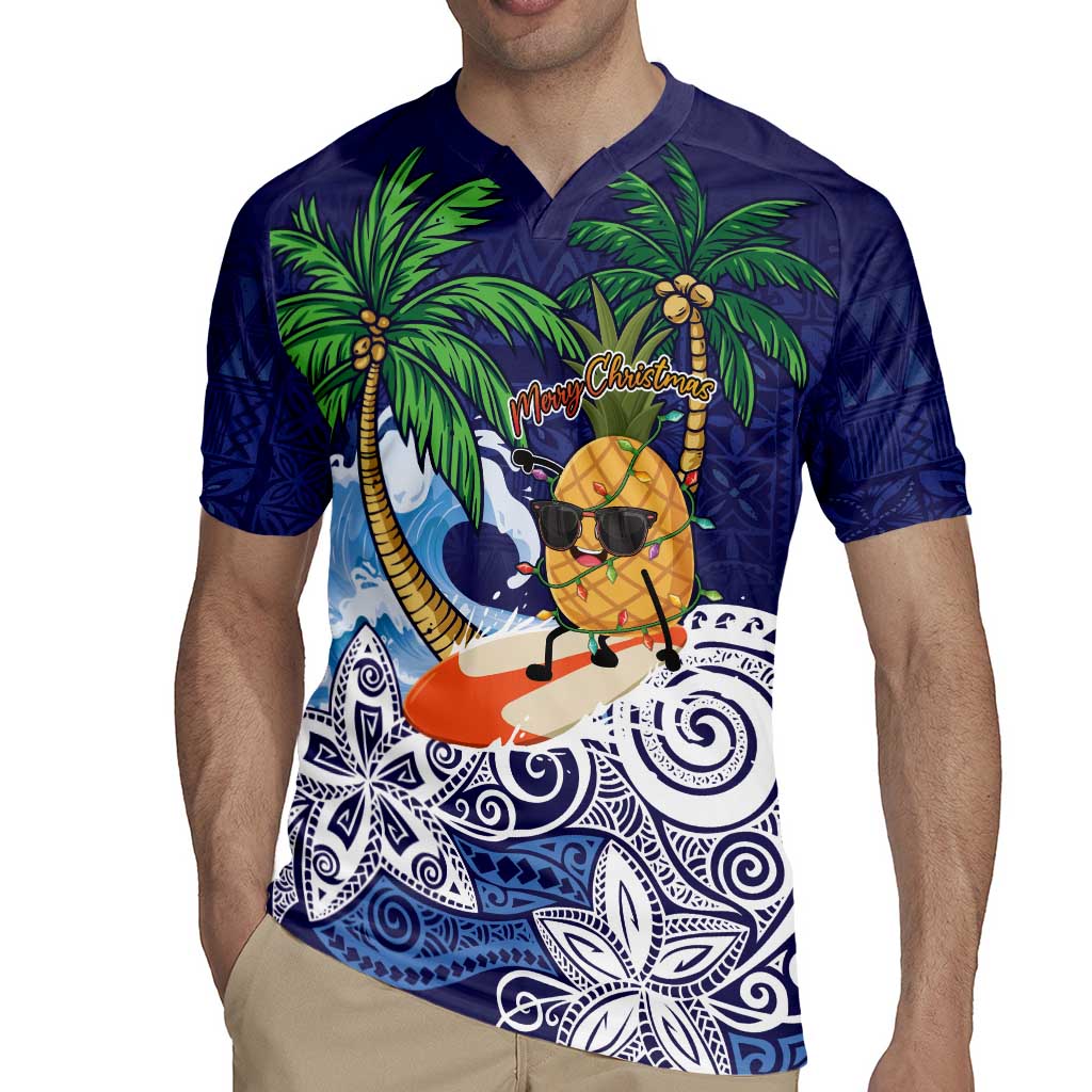 Tropical Christmas Polynesian Rugby Jersey Funny Surfing Pineapple Blue LT7 - Polynesian Pride