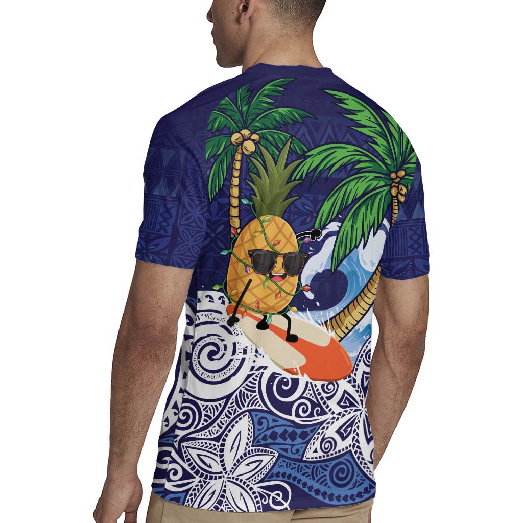 Tropical Christmas Polynesian Rugby Jersey Funny Surfing Pineapple Blue LT7 - Polynesian Pride