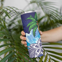Tropical Christmas Polynesian Skinny Tumbler Funny Surfing Pineapple Blue