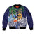 Tropical Christmas Polynesian Sleeve Zip Bomber Jacket Funny Surfing Pineapple Blue