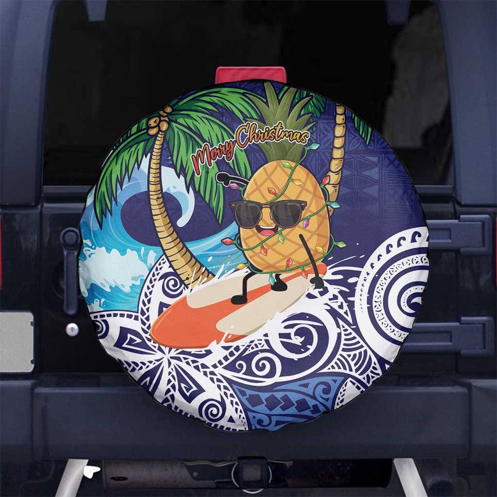 Tropical Christmas Polynesian Spare Tire Cover Funny Surfing Pineapple Blue LT7 - Polynesian Pride
