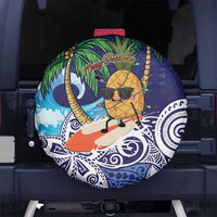 Tropical Christmas Polynesian Spare Tire Cover Funny Surfing Pineapple Blue LT7 - Polynesian Pride