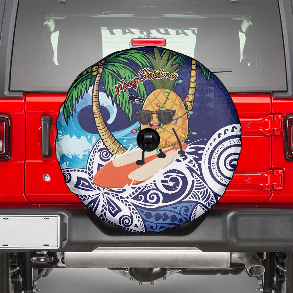Tropical Christmas Polynesian Spare Tire Cover Funny Surfing Pineapple Blue LT7 - Polynesian Pride