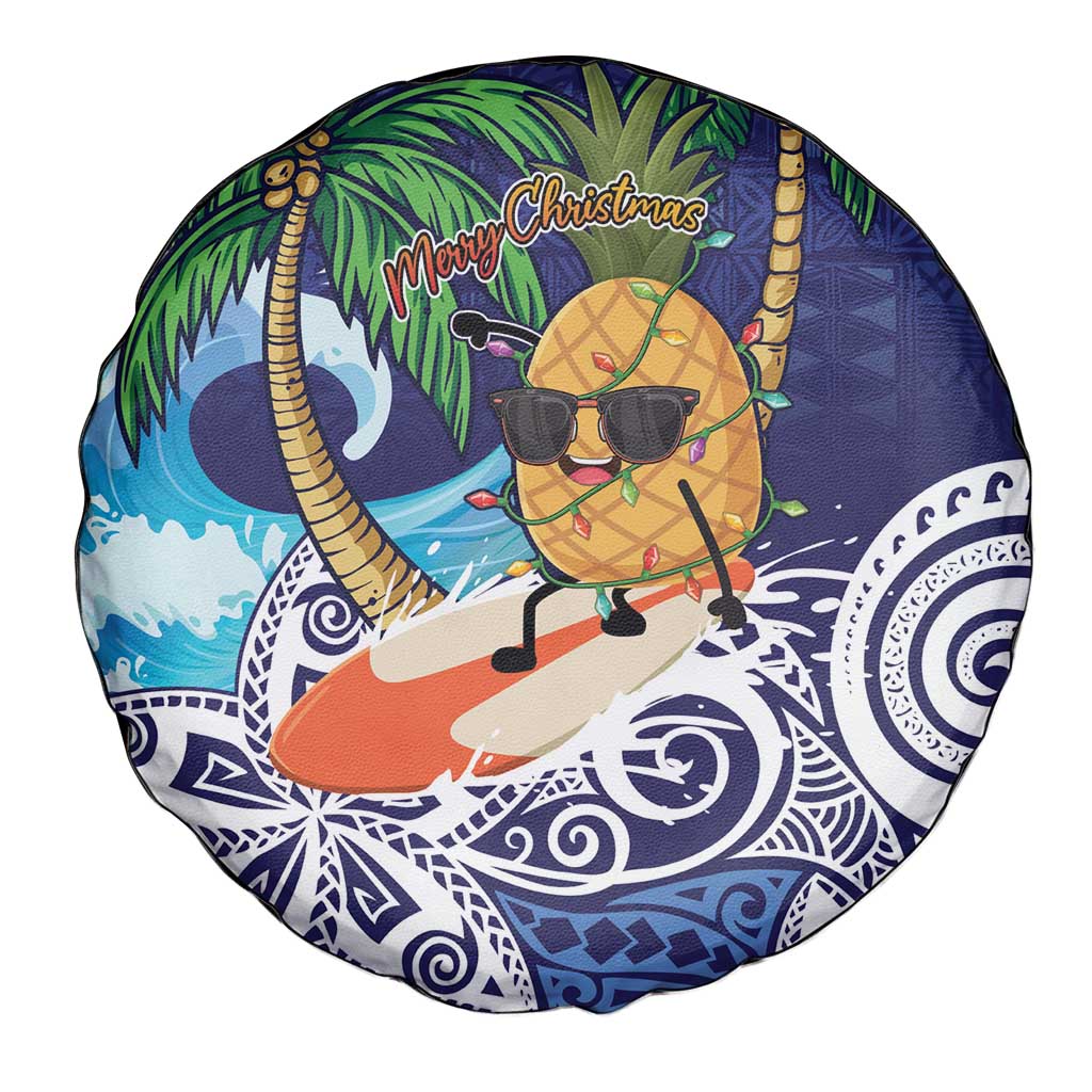 Tropical Christmas Polynesian Spare Tire Cover Funny Surfing Pineapple Blue LT7 - Polynesian Pride