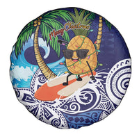 Tropical Christmas Polynesian Spare Tire Cover Funny Surfing Pineapple Blue LT7 - Polynesian Pride