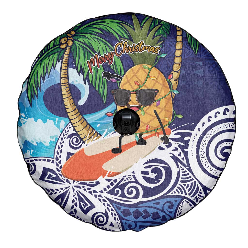 Tropical Christmas Polynesian Spare Tire Cover Funny Surfing Pineapple Blue LT7 - Polynesian Pride