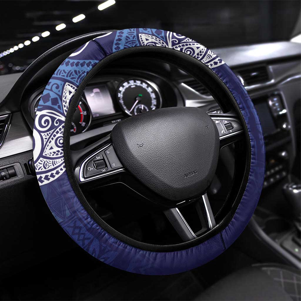 Tropical Christmas Polynesian Steering Wheel Cover Funny Surfing Pineapple Blue LT7 Universal Fit Blue - Polynesian Pride