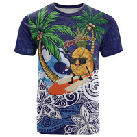 Tropical Christmas Polynesian T Shirt Funny Surfing Pineapple Blue LT7 Blue - Polynesian Pride