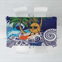 Tropical Christmas Polynesian Tablecloth Funny Surfing Pineapple Blue LT7 Blue - Polynesian Pride