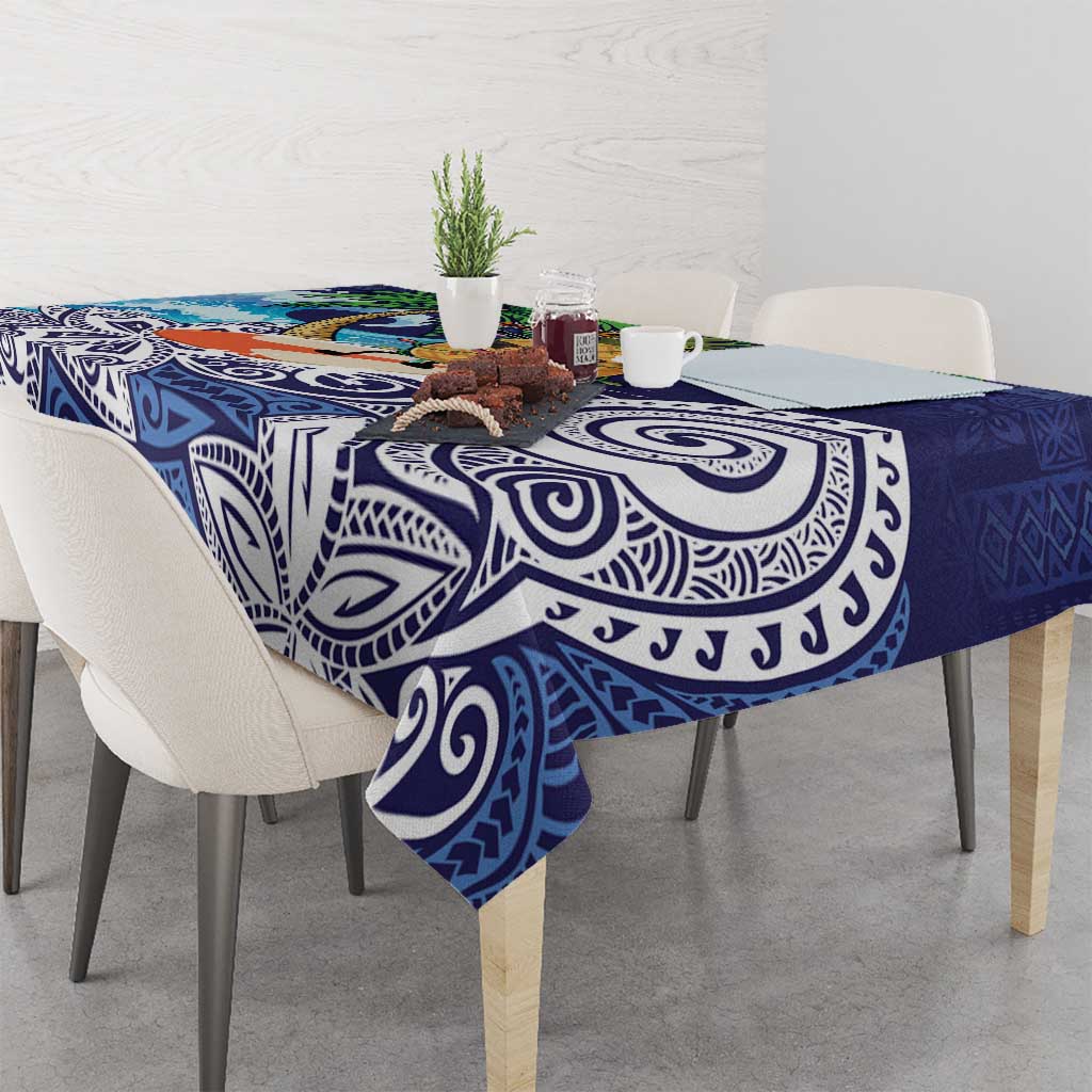 Tropical Christmas Polynesian Tablecloth Funny Surfing Pineapple Blue LT7 - Polynesian Pride