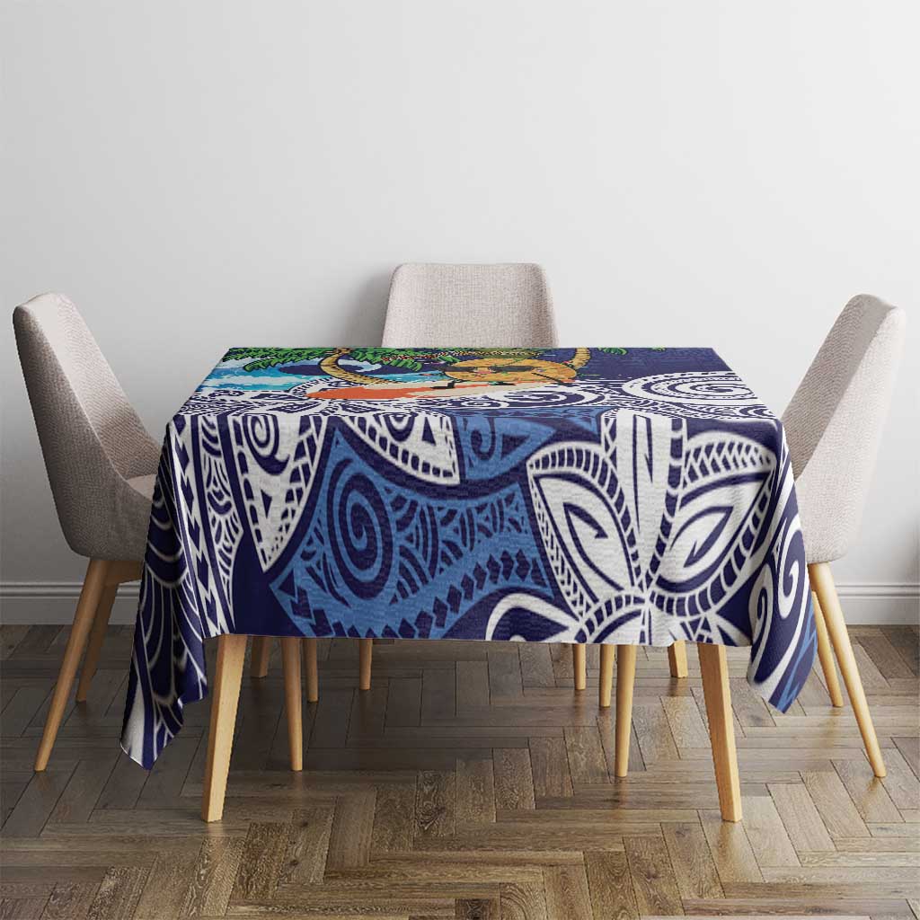 Tropical Christmas Polynesian Tablecloth Funny Surfing Pineapple Blue LT7 - Polynesian Pride