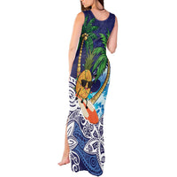 Tropical Christmas Polynesian Tank Maxi Dress Funny Surfing Pineapple Blue LT7 - Polynesian Pride
