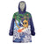 Tropical Christmas Polynesian Wearable Blanket Hoodie Funny Surfing Pineapple Blue