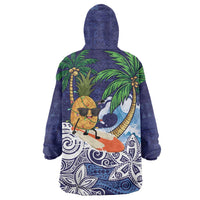 Tropical Christmas Polynesian Wearable Blanket Hoodie Funny Surfing Pineapple Blue LT7 - Polynesian Pride