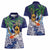 Tropical Christmas Polynesian Women Polo Shirt Funny Surfing Pineapple Blue