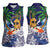 Tropical Christmas Polynesian Women Sleeveless Polo Shirt Funny Surfing Pineapple Blue