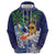 Tropical Christmas Polynesian Zip Hoodie Funny Surfing Pineapple Blue