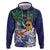 Tropical Christmas Polynesian Zip Hoodie Funny Surfing Pineapple Blue