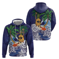 Tropical Christmas Polynesian Zip Hoodie Funny Surfing Pineapple Blue