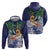 Tropical Christmas Polynesian Zip Hoodie Funny Surfing Pineapple Blue