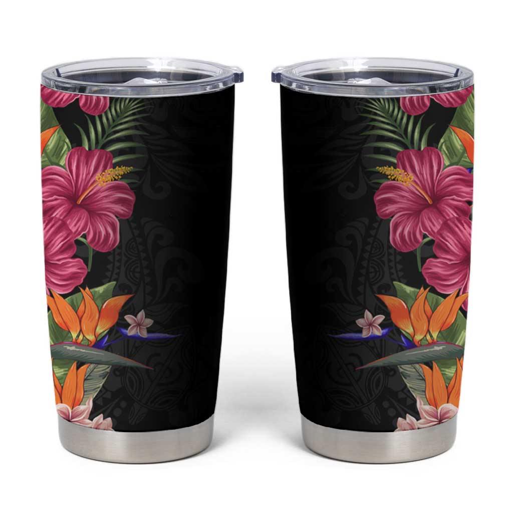 Hawaii Flowers Tribal Pattern Tumbler Cup