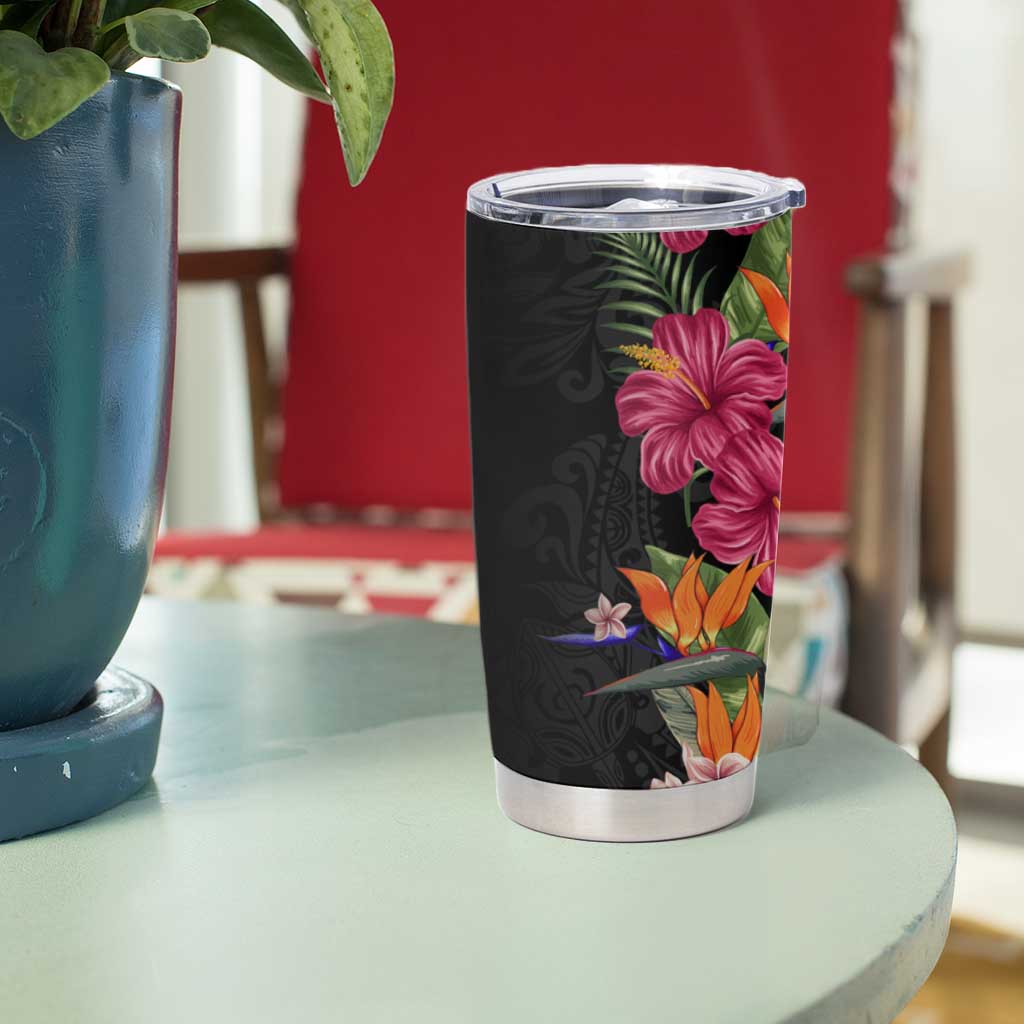 Hawaii Flowers Tribal Pattern Tumbler Cup