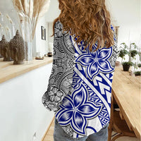 Traditional Polynesian Tribal Tattoo Retro Women Casual Shirt Blue LT9 - Polynesian Pride
