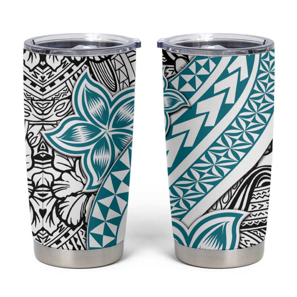 Turquoise Traditional Polynesian Tribal Tattoo Retro Tumbler Cup LT9 Teal - Polynesian Pride