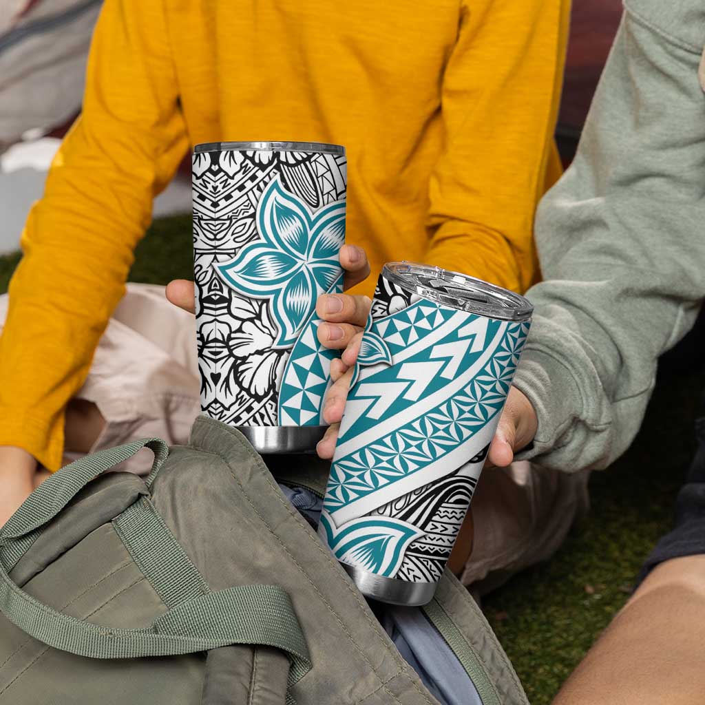 Turquoise Traditional Polynesian Tribal Tattoo Retro Tumbler Cup LT9 - Polynesian Pride