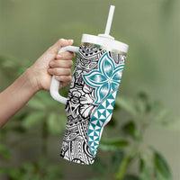 Turquoise Traditional Polynesian Tribal Tattoo Retro Tumbler With Handle LT9 - Polynesian Pride