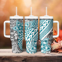 Turquoise Traditional Polynesian Tribal Tattoo Retro Tumbler With Handle LT9 - Polynesian Pride