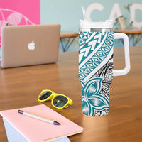Turquoise Traditional Polynesian Tribal Tattoo Retro Tumbler With Handle LT9 - Polynesian Pride