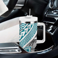 Turquoise Traditional Polynesian Tribal Tattoo Retro Tumbler With Handle LT9 - Polynesian Pride