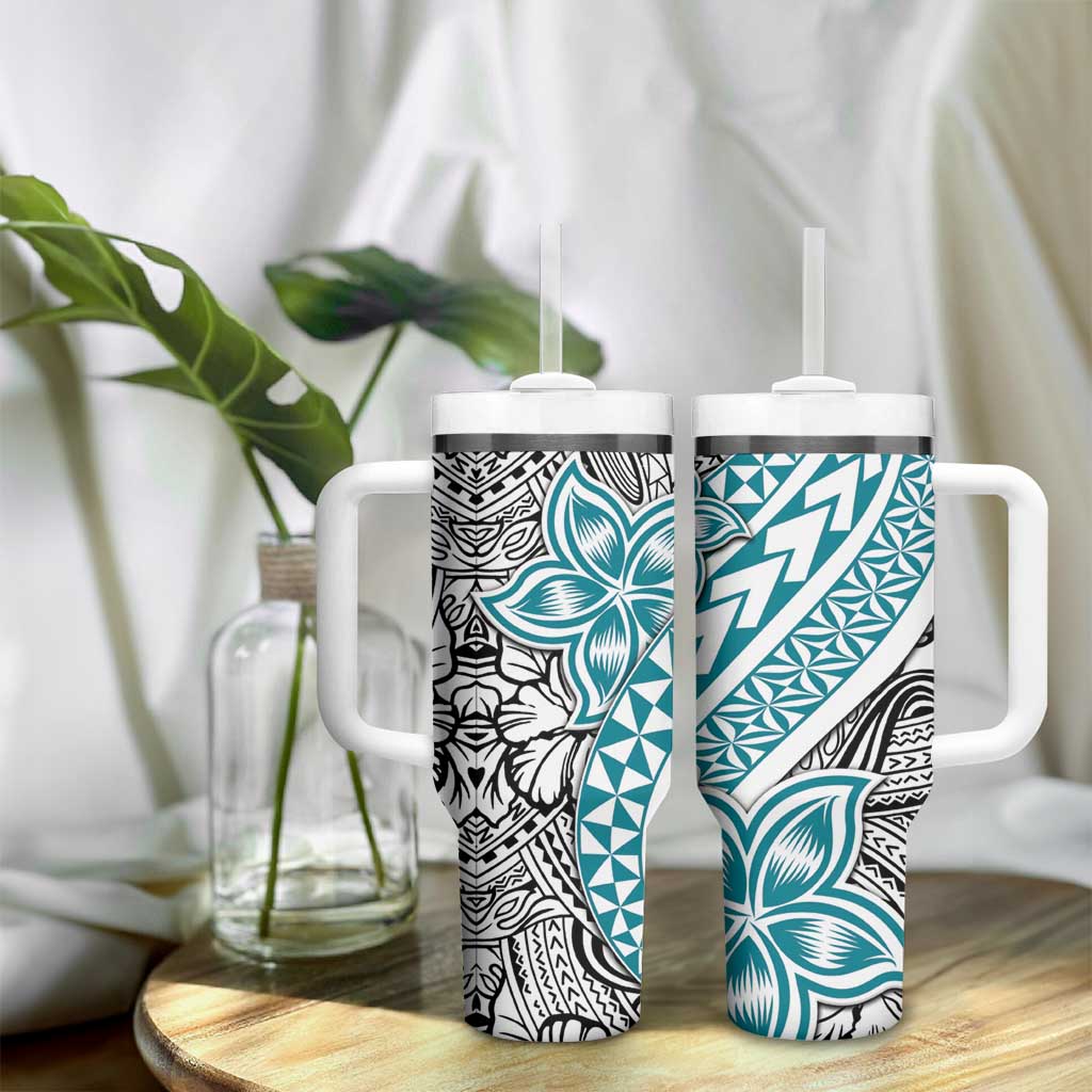 Turquoise Traditional Polynesian Tribal Tattoo Retro Tumbler With Handle LT9 - Polynesian Pride