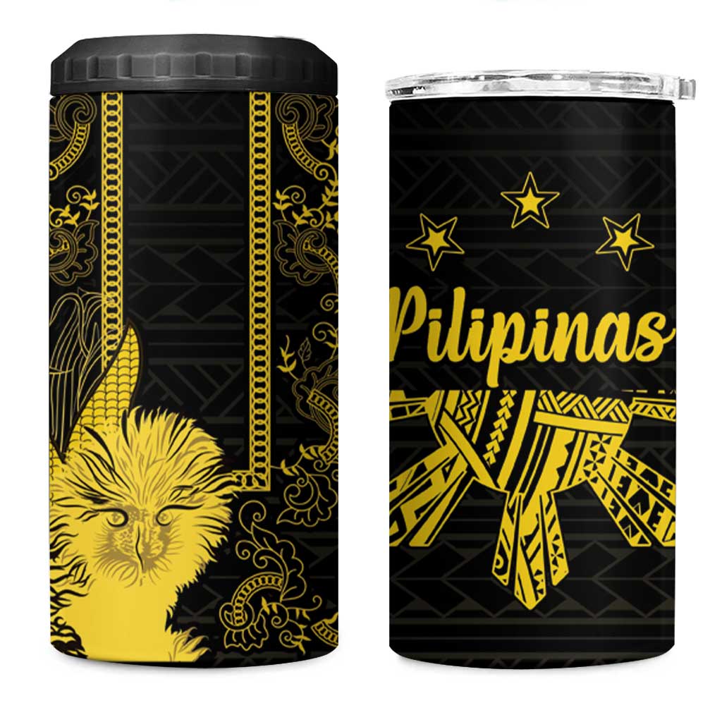 Philippines Eagle Barong 4 in 1 Can Cooler Tumbler Filipino Eight Rayed Gold Sun