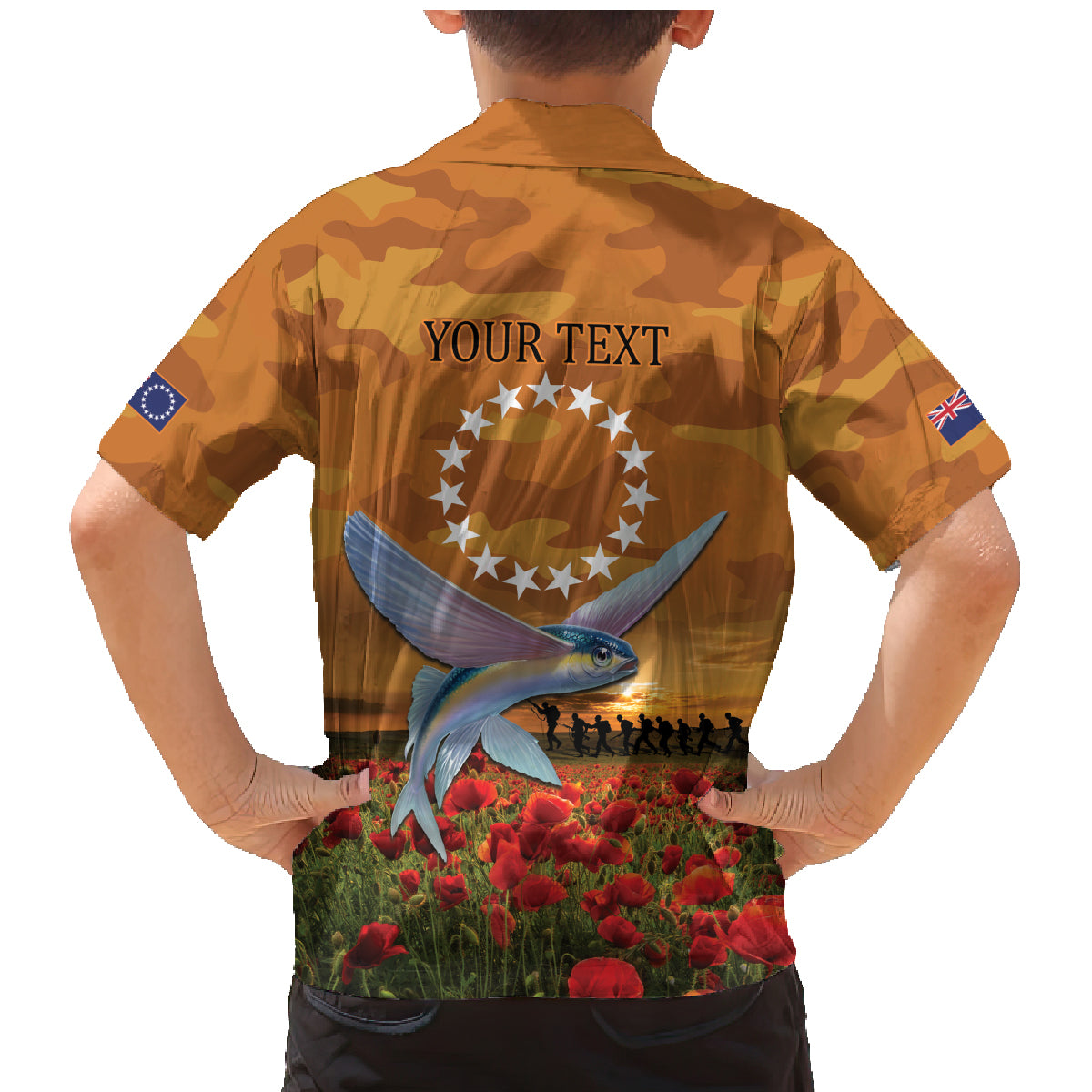 Cook Islands ANZAC Day Personalised Family Matching Mermaid Dress and Hawaiian Shirt with Poppy Field LT9 - Polynesian Pride