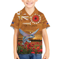 Cook Islands ANZAC Day Personalised Family Matching Off Shoulder Short Dress and Hawaiian Shirt with Poppy Field LT9 Son's Shirt Art - Polynesian Pride