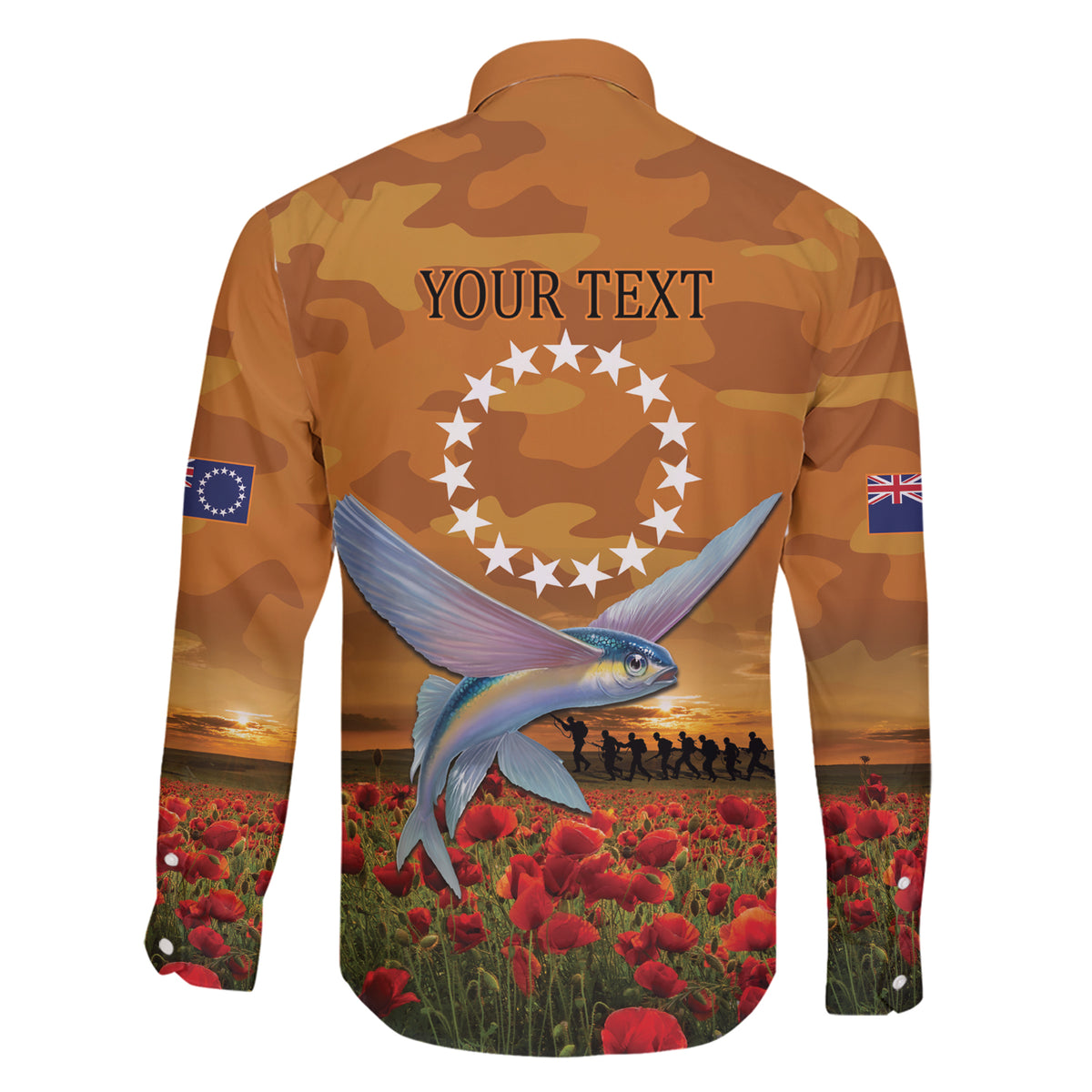 Cook Islands ANZAC Day Personalised Family Matching Short Sleeve Bodycon Dress and Hawaiian Shirt with Poppy Field LT9 - Polynesian Pride