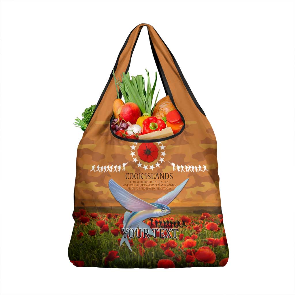 Cook Islands ANZAC Day Personalised Grocery Bag with Poppy Field