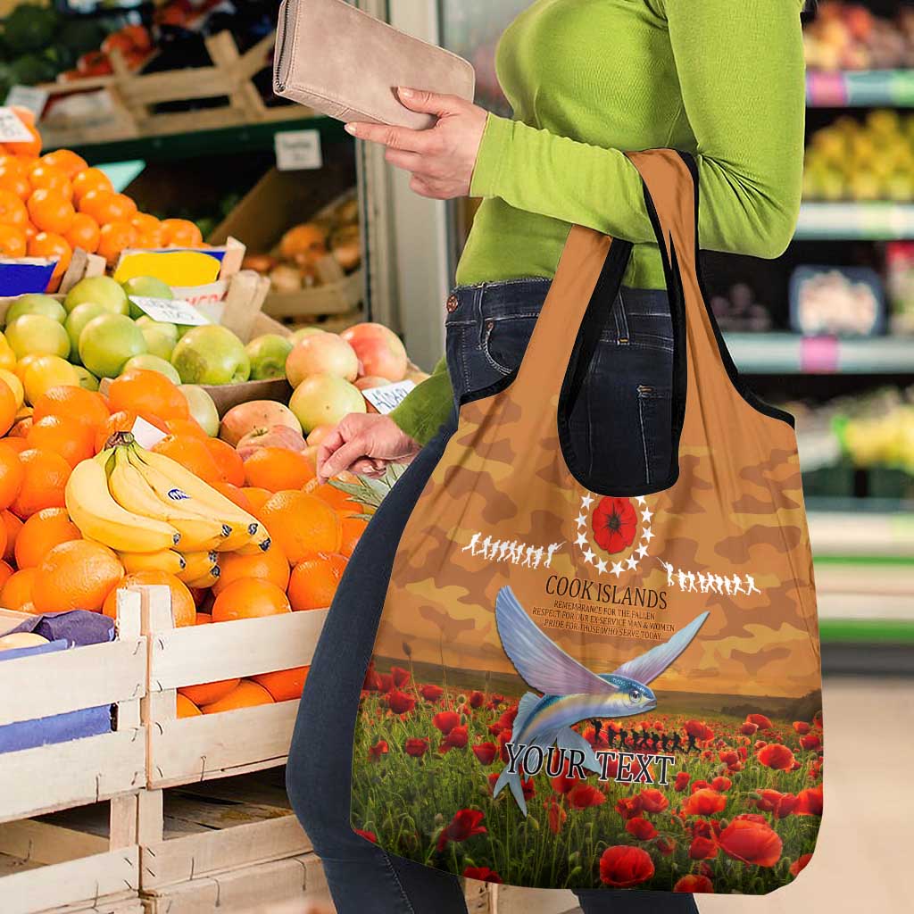 Cook Islands ANZAC Day Personalised Grocery Bag with Poppy Field LT9 - Polynesian Pride
